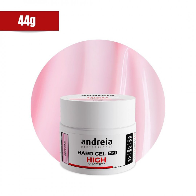 Andreia Hard Gel 2en1 Soft Pink 44gr Hte Viscosité Vegan